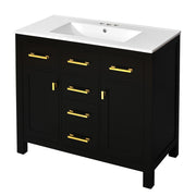 Bathroom Vanity With Sink, Cabinet With 4 Drawers & 2 Soft Close Doors, Rectangular Storage Unit For Bathroom