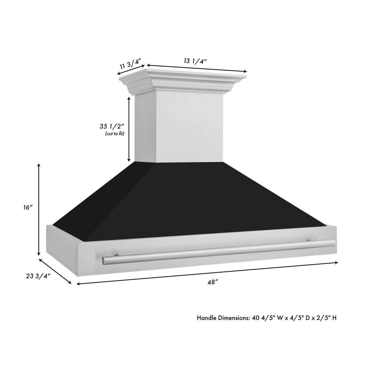 ZLINE - 48 inches - Externally Vented - Wall Range Hood - Black Matte