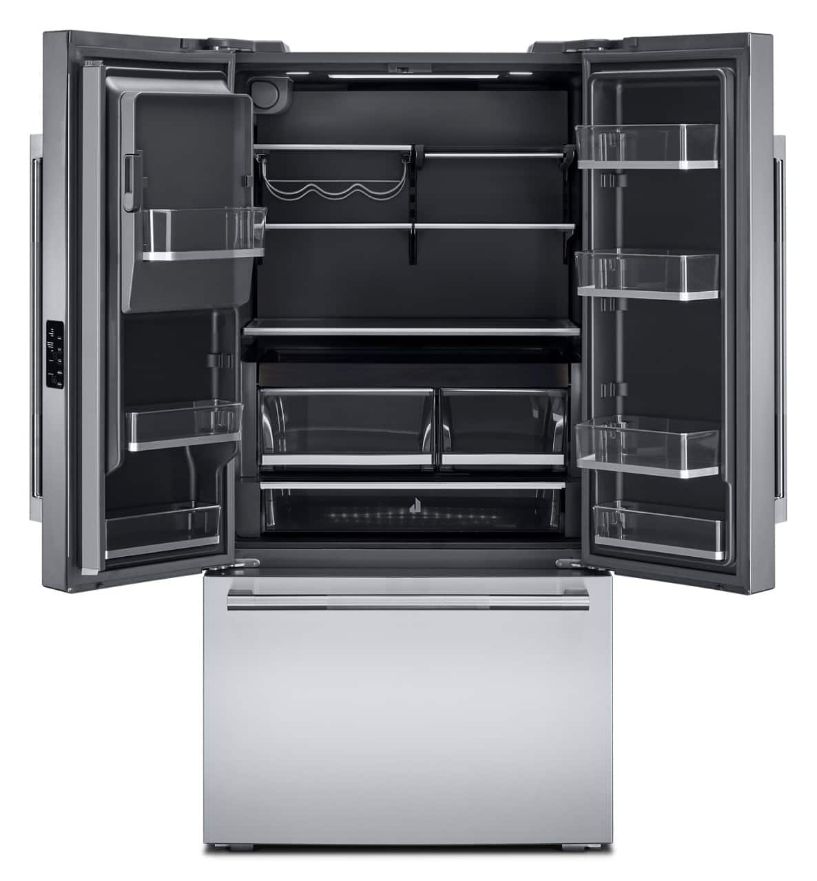 JennAir - Rise 23.84 Cu. Ft. French Door Counter Depth Refrigerator with External Dispenser - Stainless Steel