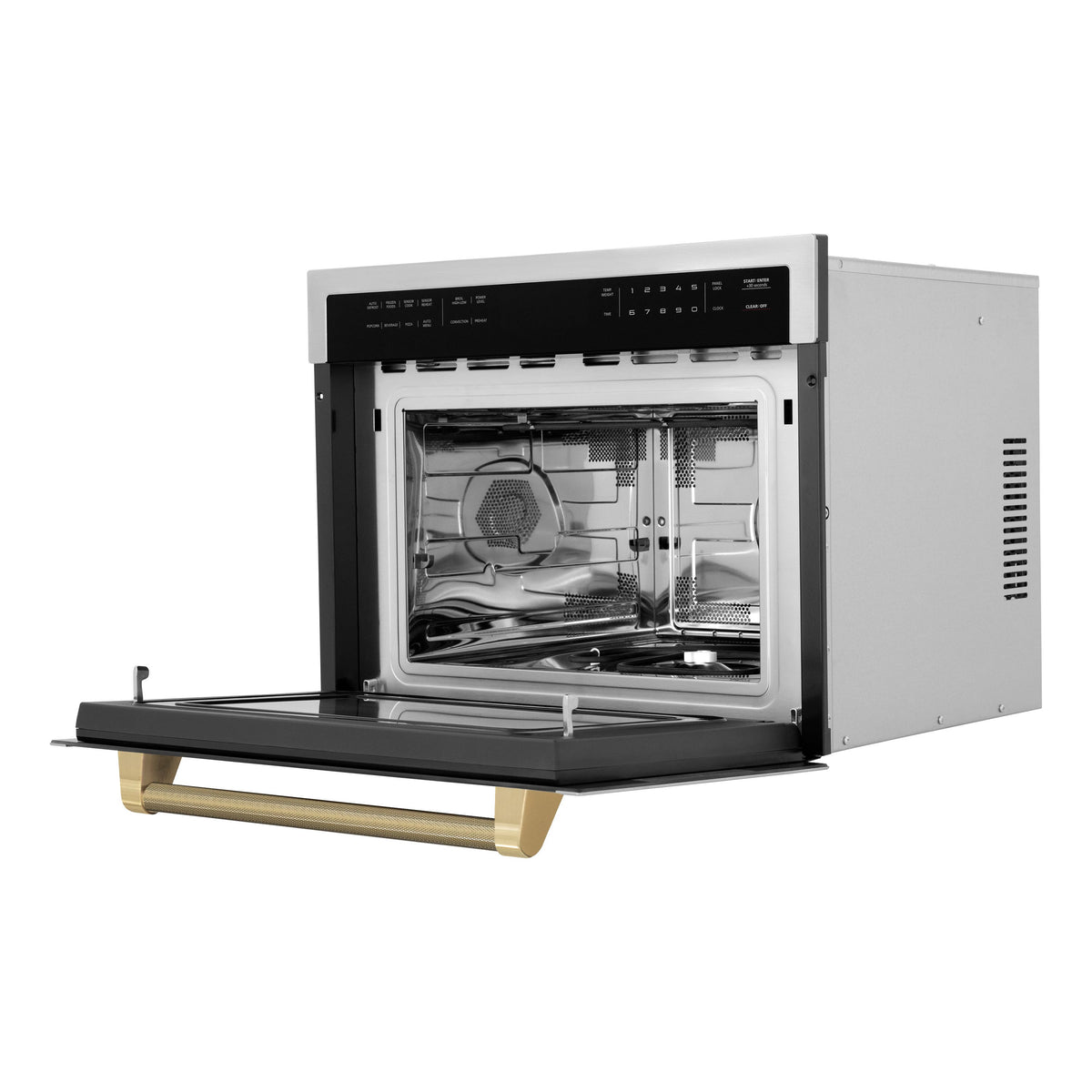 ZLINE - Autograph 24 in. 1.6 cu ft. Built-in Convection Microwave Oven and Champagne Bronze Helix Handle - Stainless Steel