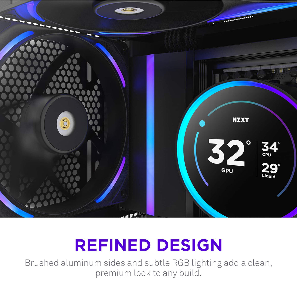 NZXT - F140X Performance Fan - 140mm PWM RGB Computer Case Fan with LCP Frame & Blades - Black