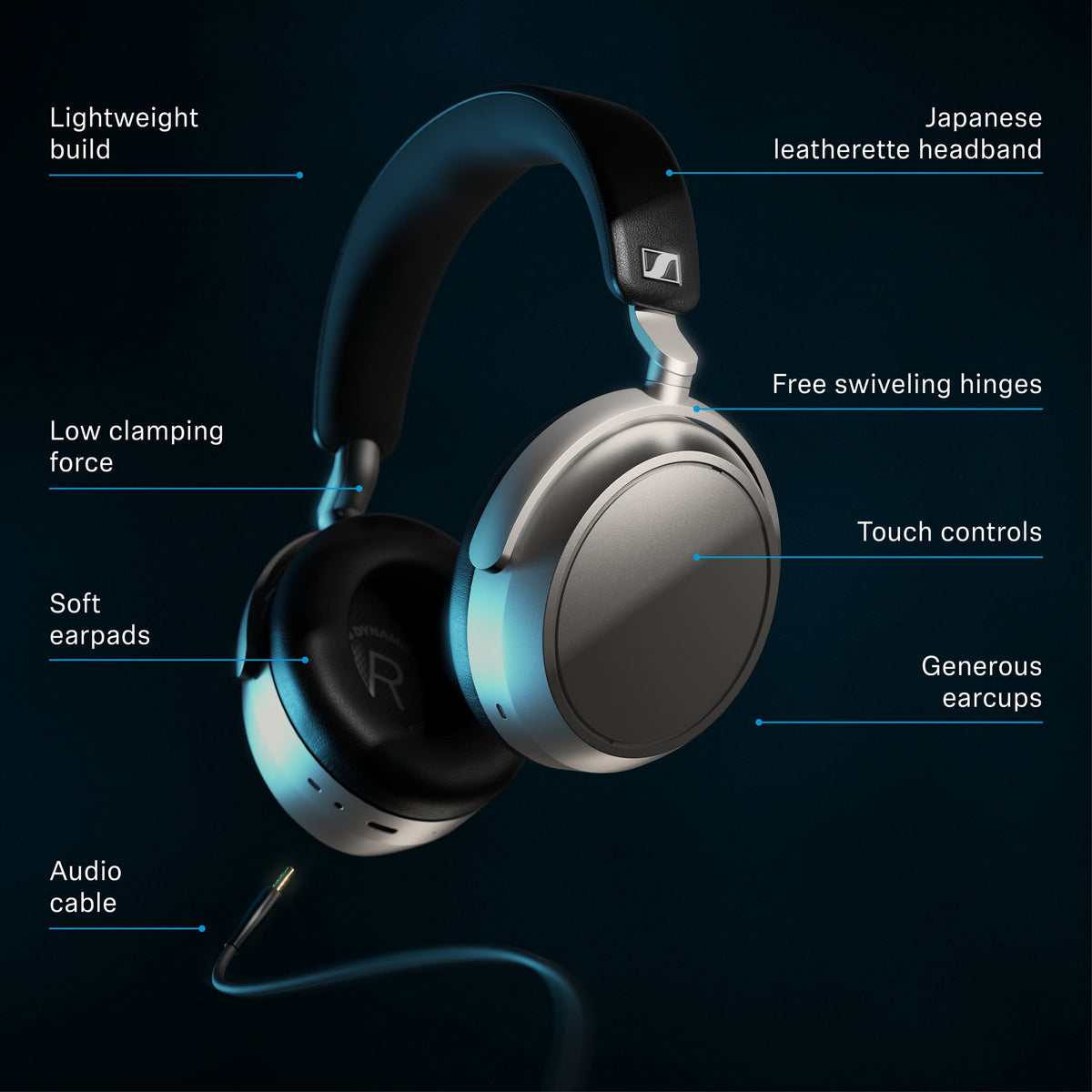 Sennheiser - HDB 630 Around-the-ear Bluetooth Wireless Headphones - Silver