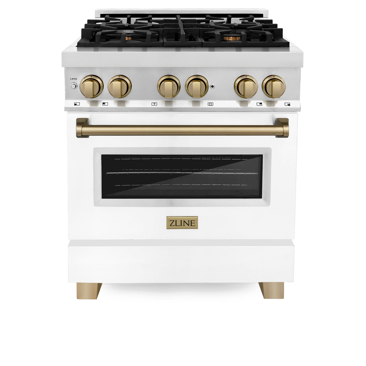 ZLINE - 30 in. Wide 4 Burner Autograph Legacy Dual Fuel Range with White & Bronze Accents (RAZ-WM-30-CB) - Multicolor