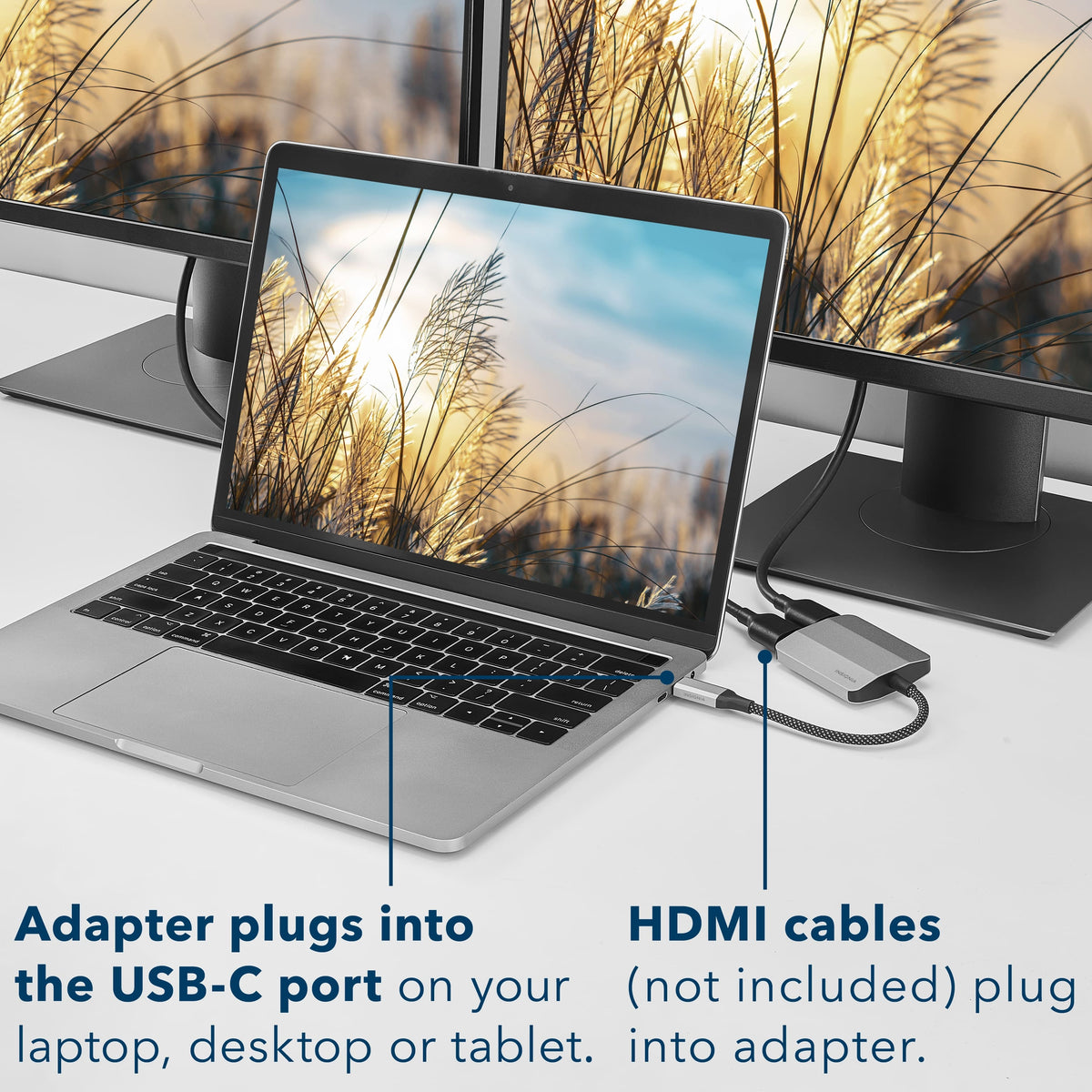 Insignia™ - USB-C to Dual 4K HDMI Adapter - Gray
