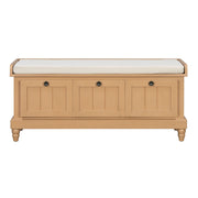 Shoe Bench With Cushion And 3 Drawers - Natural