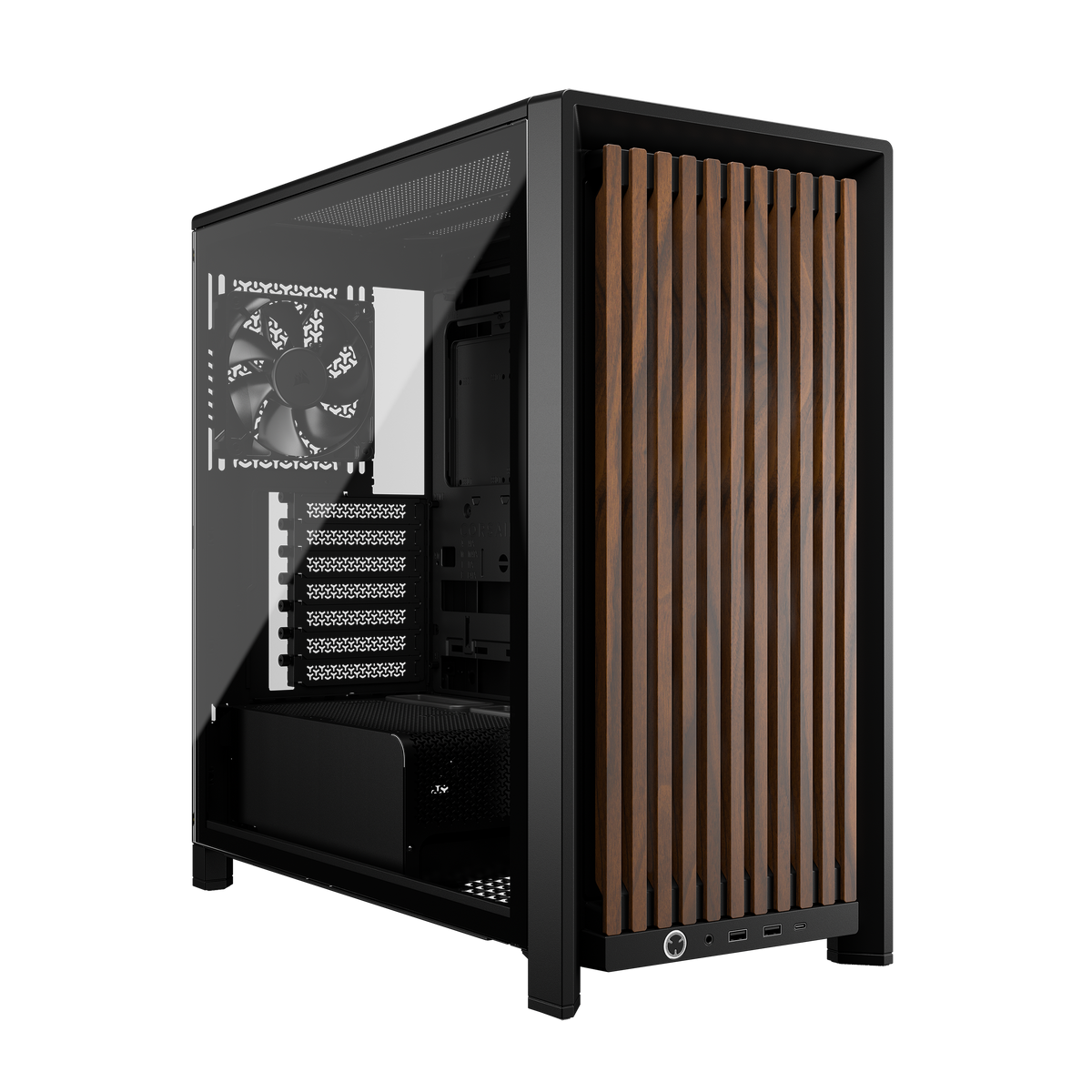 CORSAIR - FRAME 4000D WOOD RS Modular High Airflow Mid-Tower PC Case - Black & Walnut