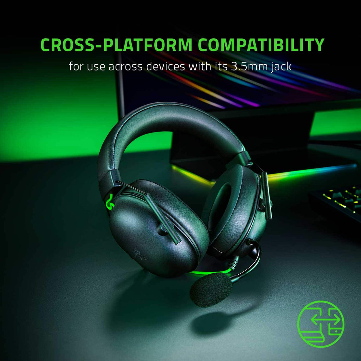 Razer - BlackShark V2 X Wired Over-the-Ear Gaming Headset for PC, PS5, PS4, Switch, Xbox X|S, and Xbox One - Black