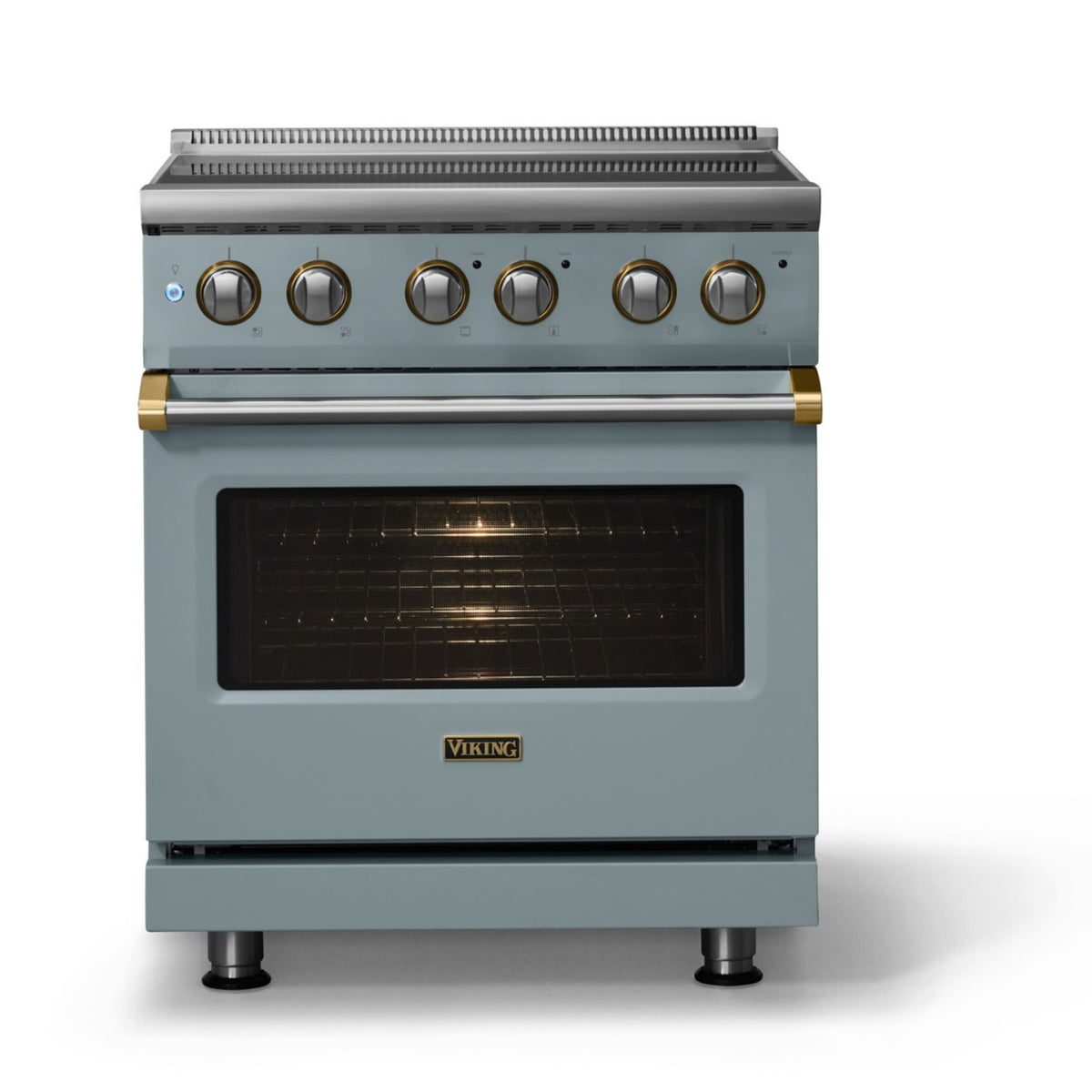 Viking - 30"W. Pro5S 4.7 Cu. Ft. Freestanding 4 Element Electric Convection Range - /Brushed Brass - November Sky