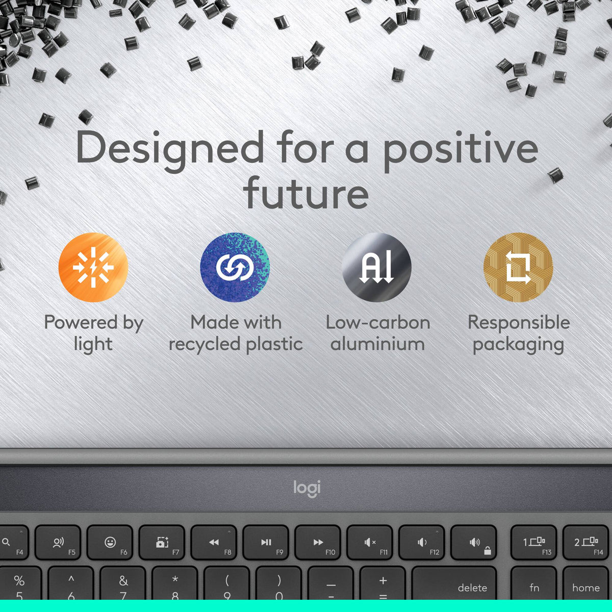 Logitech - Signature Slim Solar+ K980 for Mac Wireless Bluetooth Solar and Artificial Light Powered Keyboard with Customizable Keys - Graphite