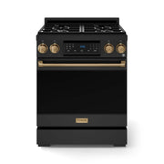 30 in. Wide 4 burner Gordon Ramsay Series by Thor Kitchen 4.55 Cu. Ft Freestanding LP Gas Range with Bronze Hardware - Black