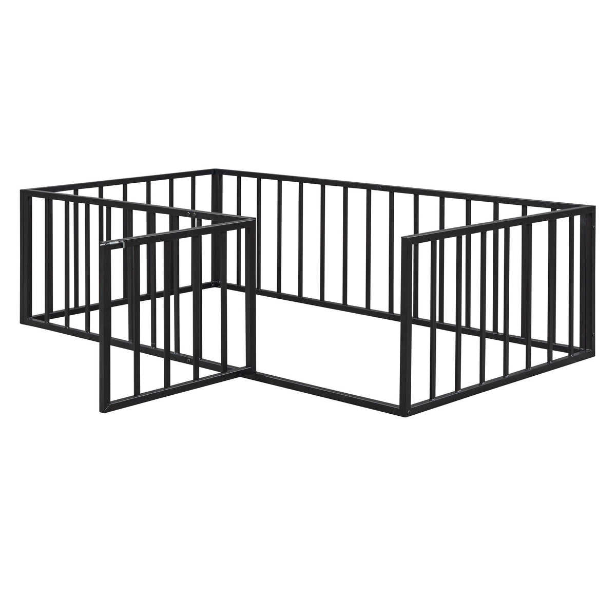 Metal Floor Bed Frame With Fence And Door
