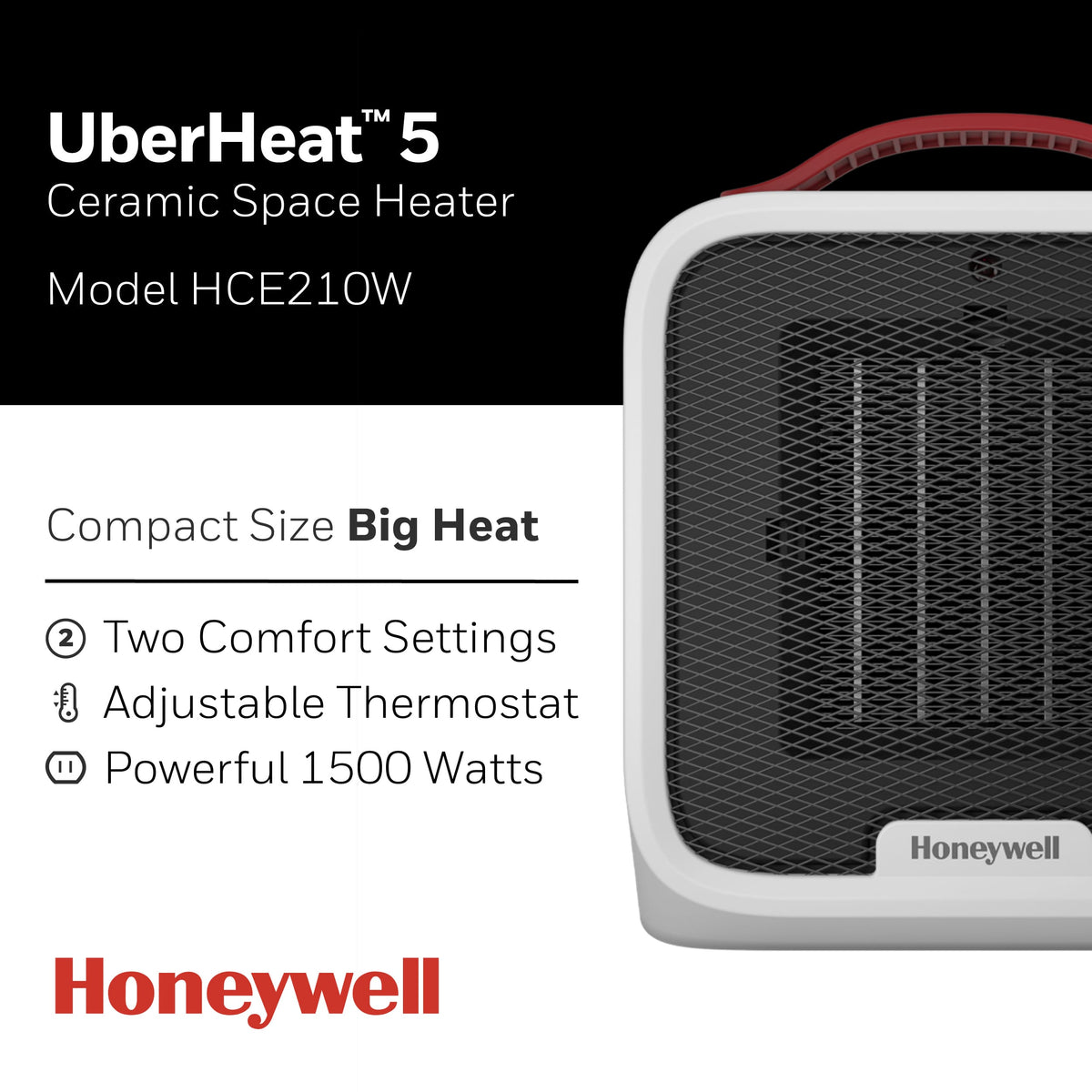 Honeywell - UberHeat 5 Ceramic Heater White - Black