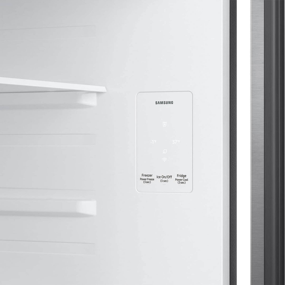Samsung - 28 in. Wide 18 cu. ft. Garage Ready Top Freezer Refrigerator with Ice Maker - Stainless Steel