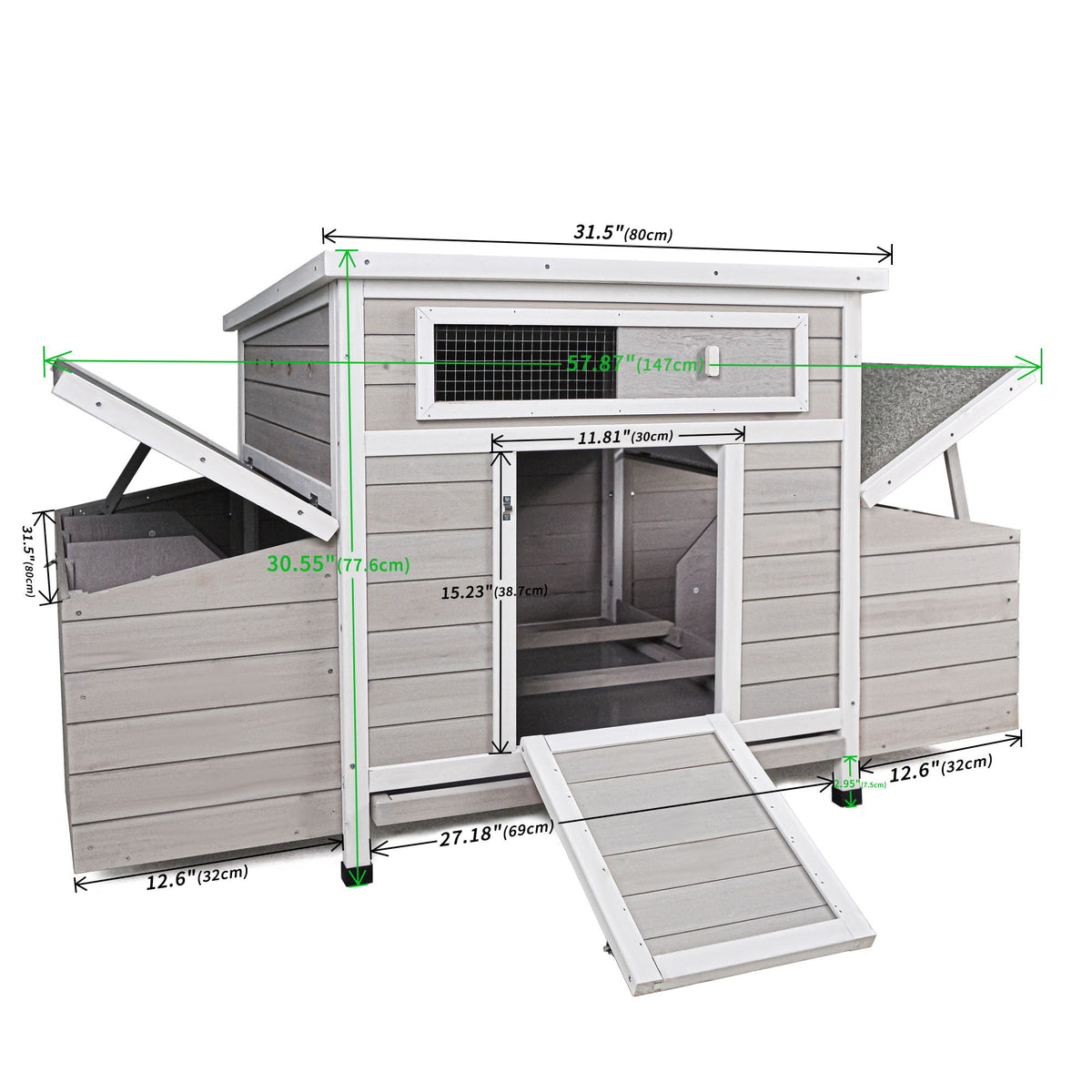 Large Chicken Coop Outdoor Hen House & Dual Nesting Boxes