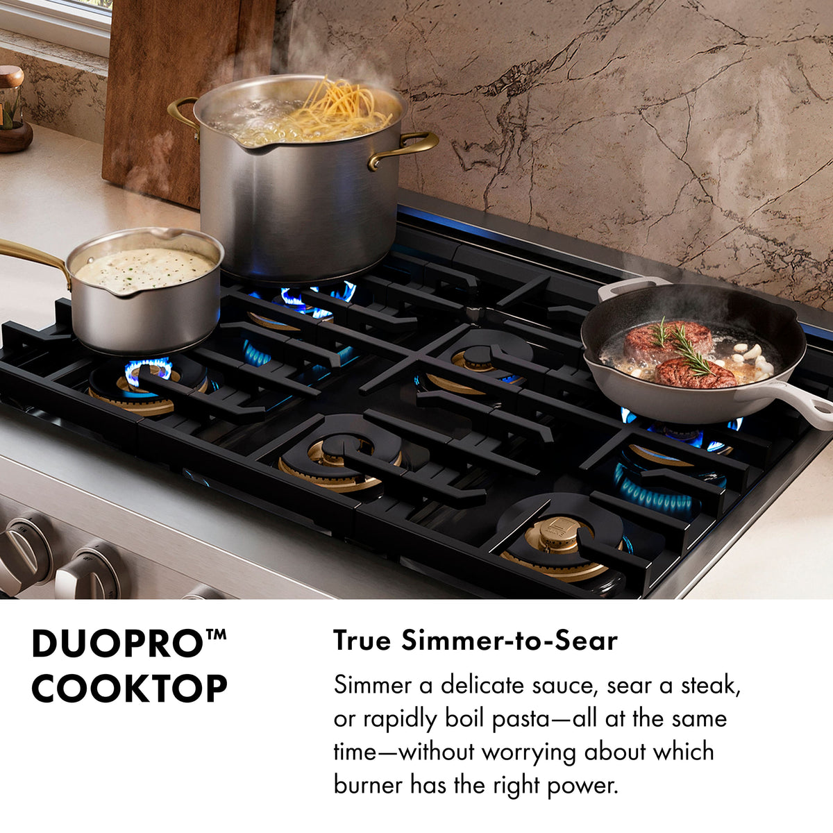 ZLINE - 48 in. Wide 8 Burner Autograph 6.7 cu. ft. Freestanding Paramount Dual Fuel DuoPro Range with Black & Bronze Accents - Black Matte