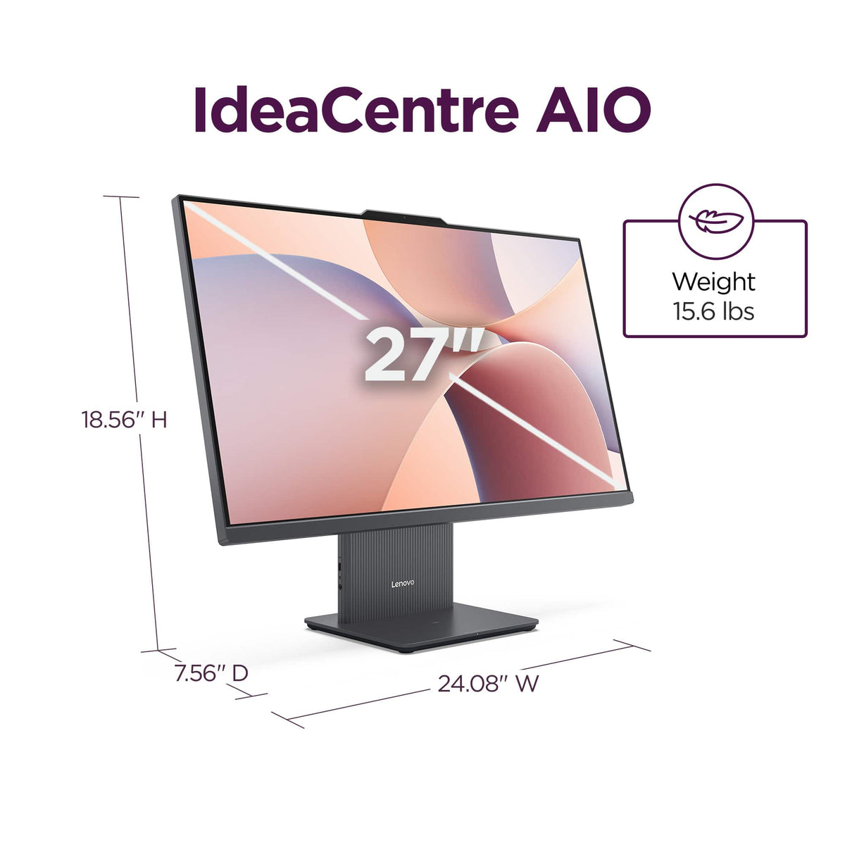 Lenovo - IdeaCentre AIO 27" FHD IPS LCD Touch-Screen All-In-One - Ryzen AI 5 330 2026 - 16GB Memory - 512GB Storage - Luna Grey