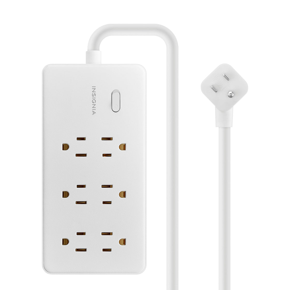 Insignia™ - 4’ 6 Outlet Power Strip with Power Switch - White