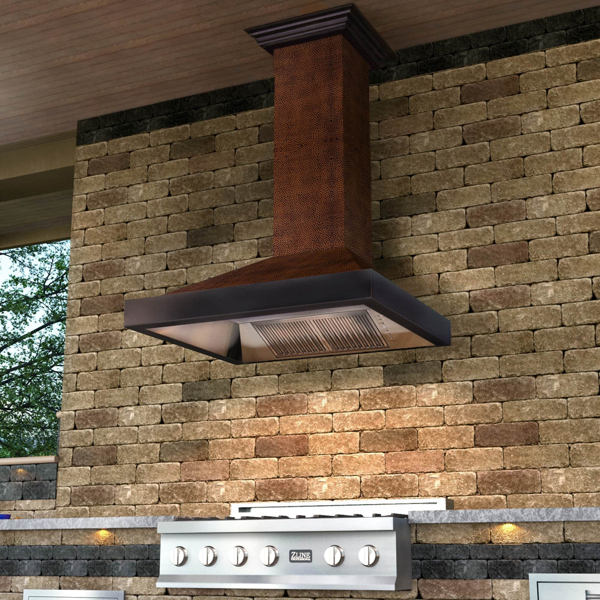ZLINE - 30 inches - Externally Vented - Wall Range Hood - Hand Hammered Copper