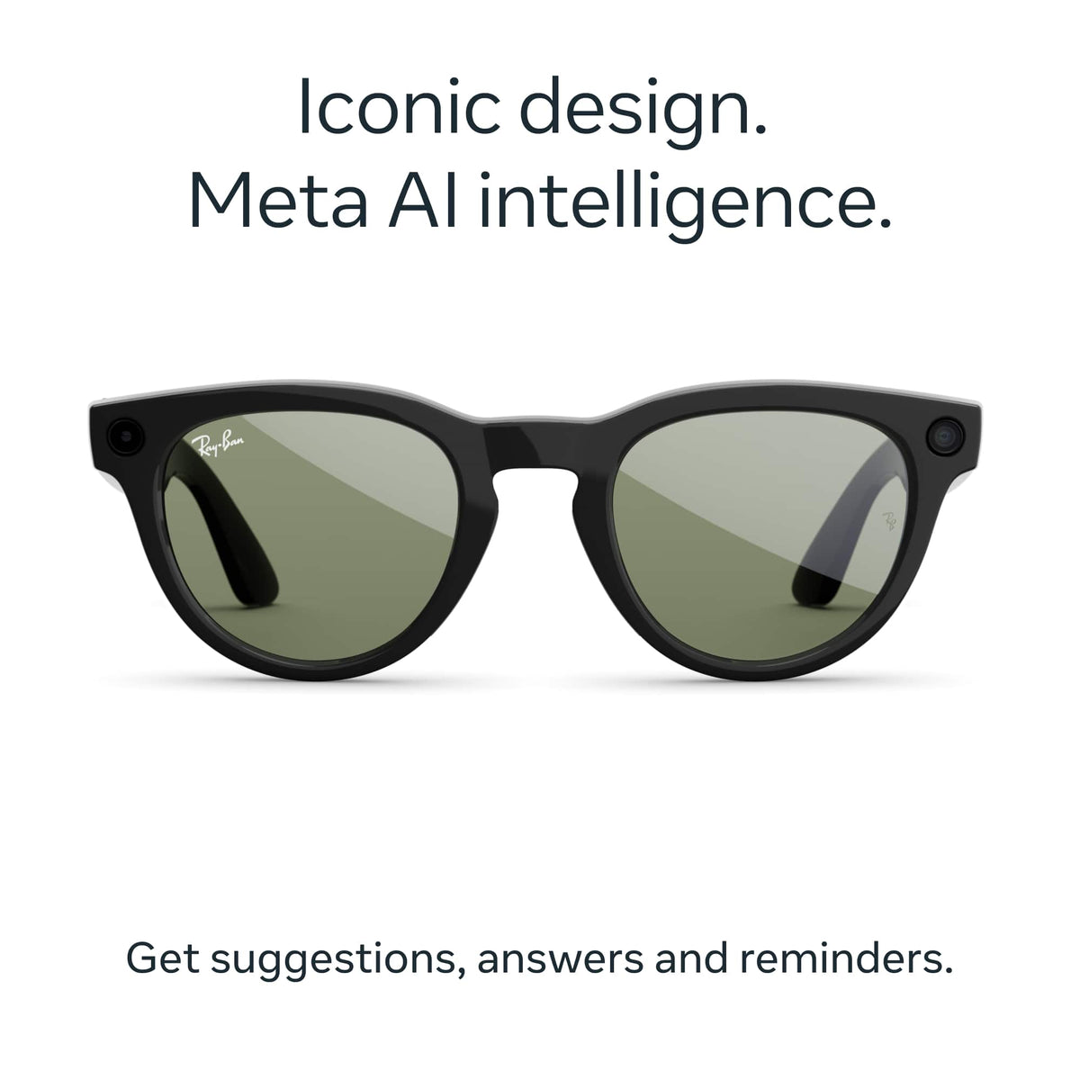 Ray-Ban Meta - Headliner (Gen 2) glasses with Meta AI, Audio, Photo, Video Compatibility - Green lenses - Shiny Black