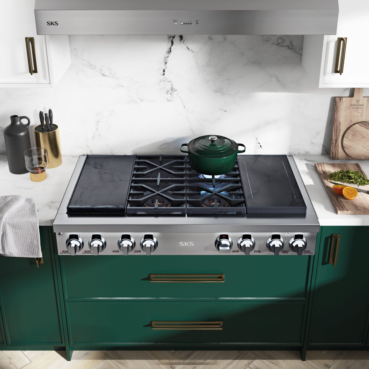 SKS - 48" Dual Fuel Rangetop with Sous-Vide and Induction - Stainless Steel