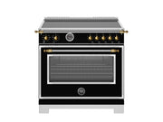 Bertazzoni - 36" Heritage Series Induction Range - Nero Matt/Gold - Black