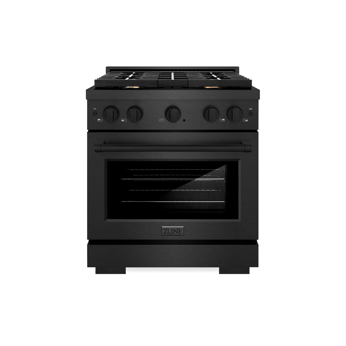 ZLINE - 30 in. Wide 4 Burner 4.2 cu. ft. Freestanding Paramount Dual Fuel Range in Black Satin Stainless Steel - Black Satin Stainless Steel