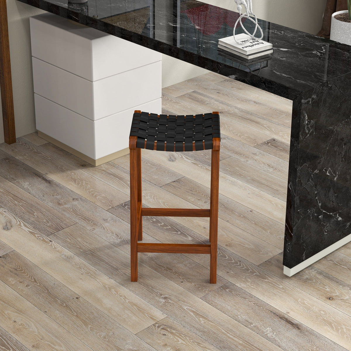 James - Mid-Century Modern Genuine Counter Stool