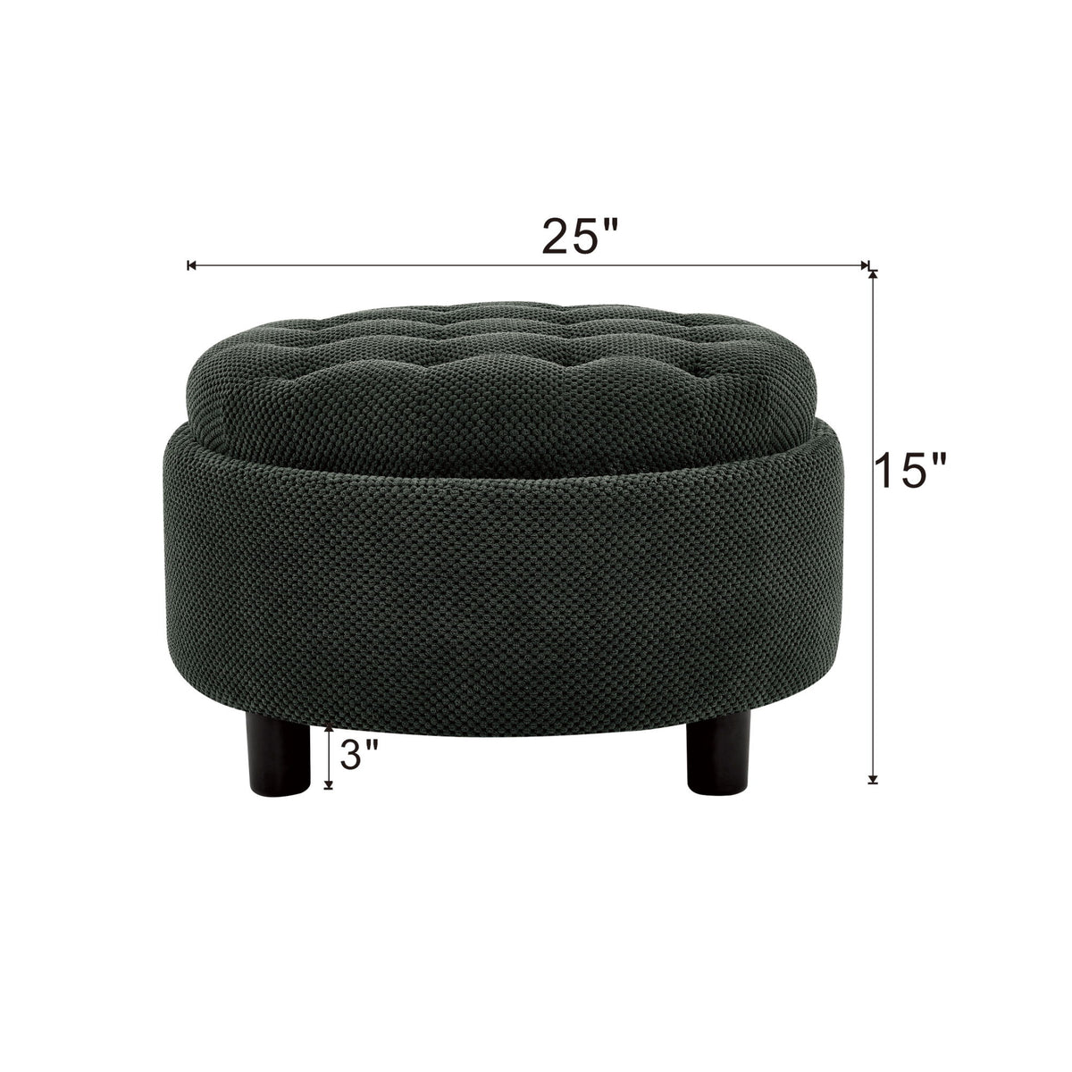 Mesa otomana redonda con almacenamiento