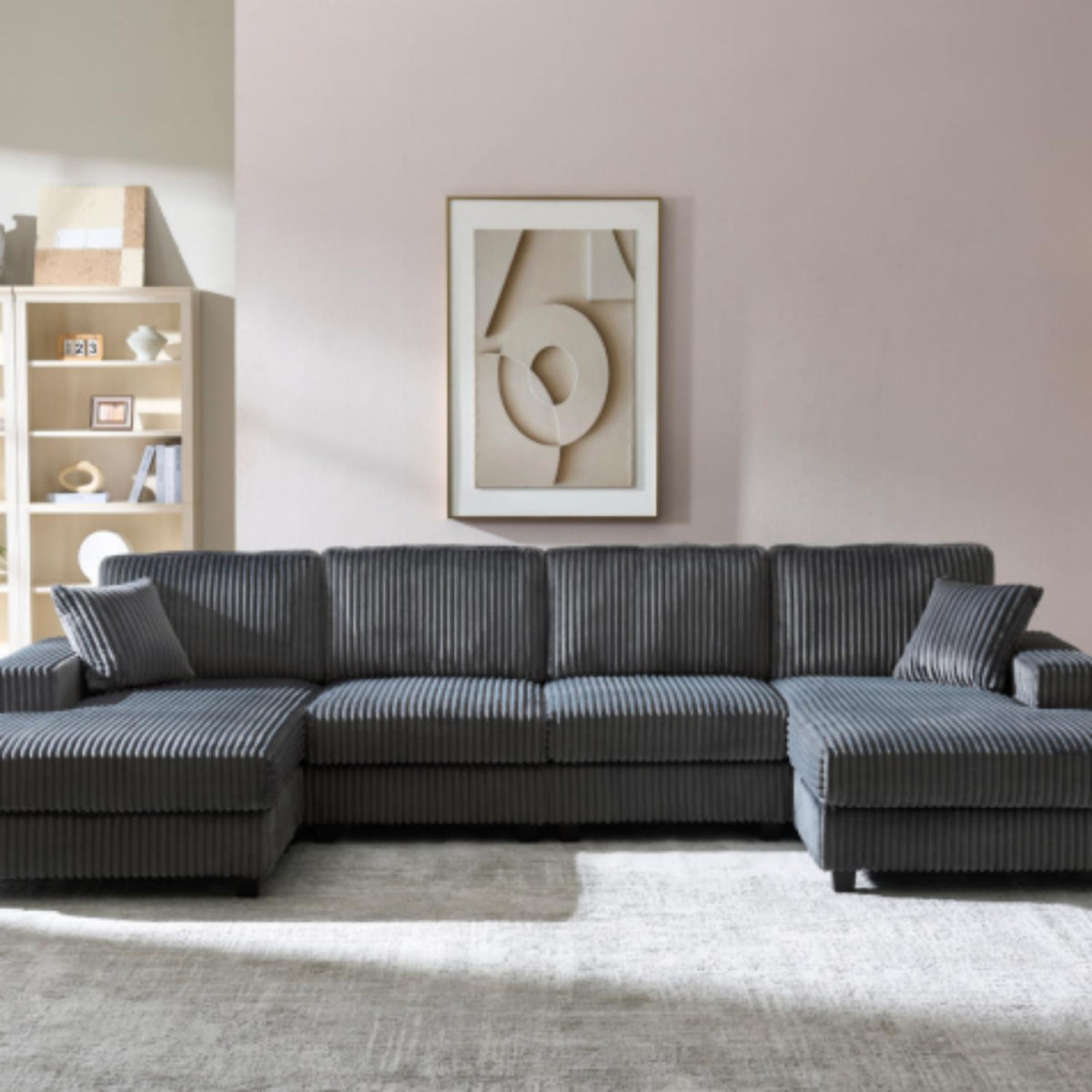Sofá convertible en forma de U, chaise longue grande de 4 plazas para salón