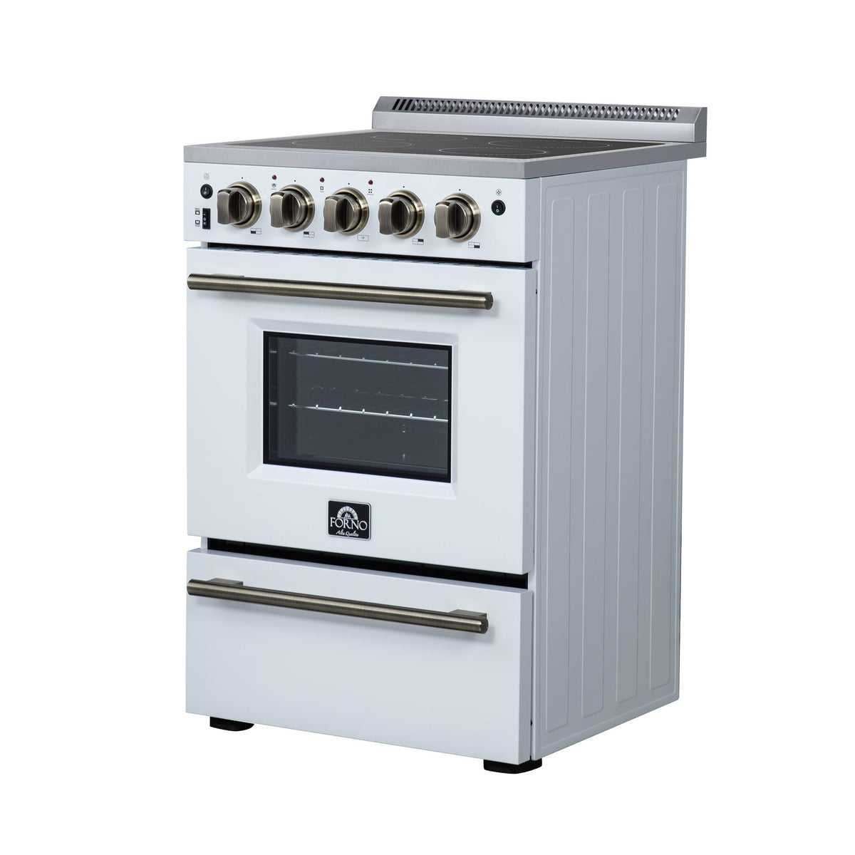 Forno Appliances - 24 in. Wide 4 Elements Loiano 2.3 Cu. Ft. Freestanding Electric Range with Storage Drawer - White