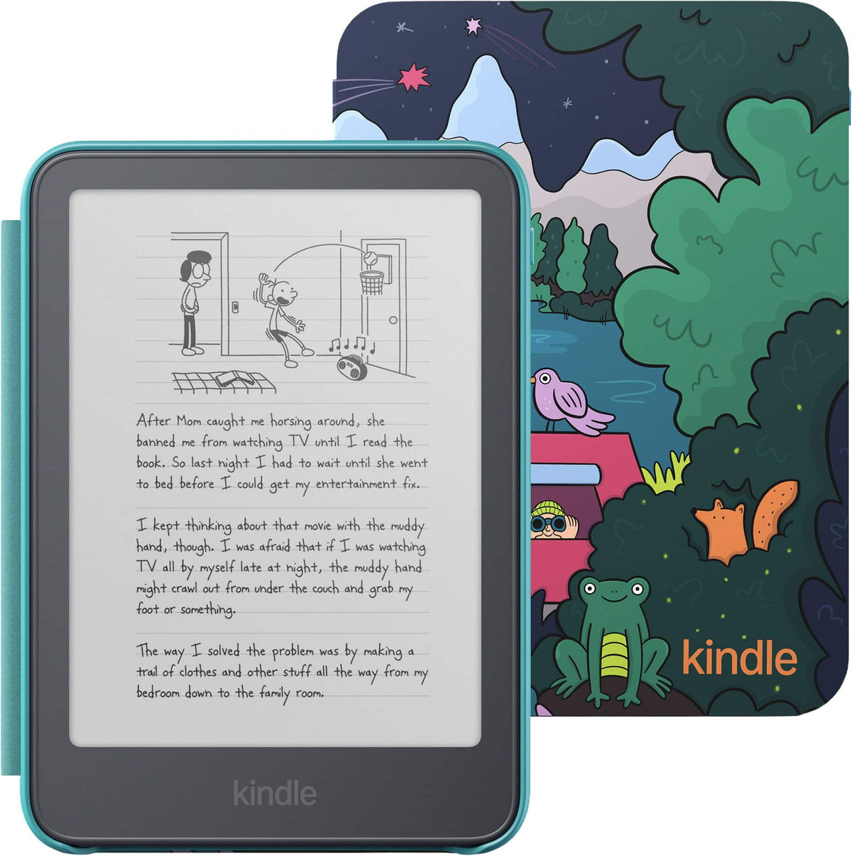 Amazon - Kids Kindle 16GB (newest model): Thinner and lighter 6” glare-free display, weeks of battery, 1 year of Kids+ - 2026 - Lakeside Retreat