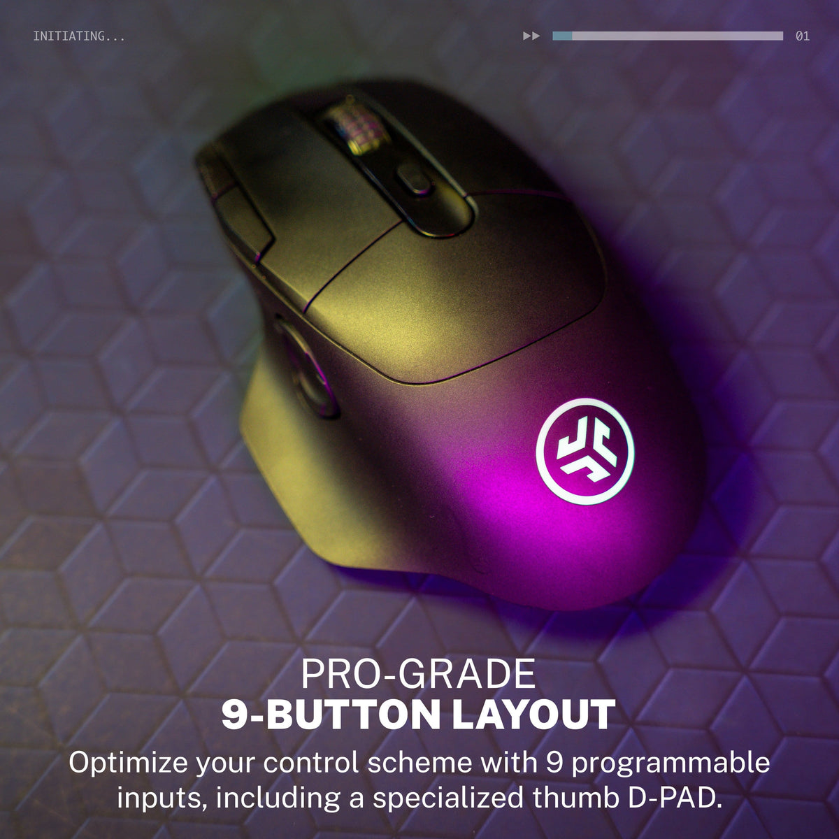 JLab - Daybreak Wireless 1:1 Optical Tracking Sensor Gaming Mouse - Wireless - Black
