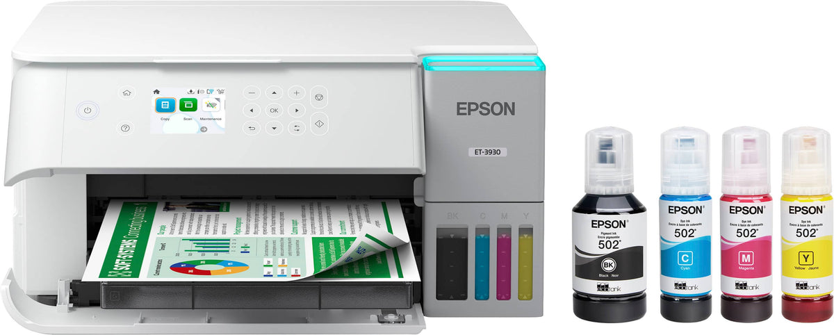 Epson - EcoTank ET-3930 Wireless All-in-One Color Supertank Inkjet Printer - White
