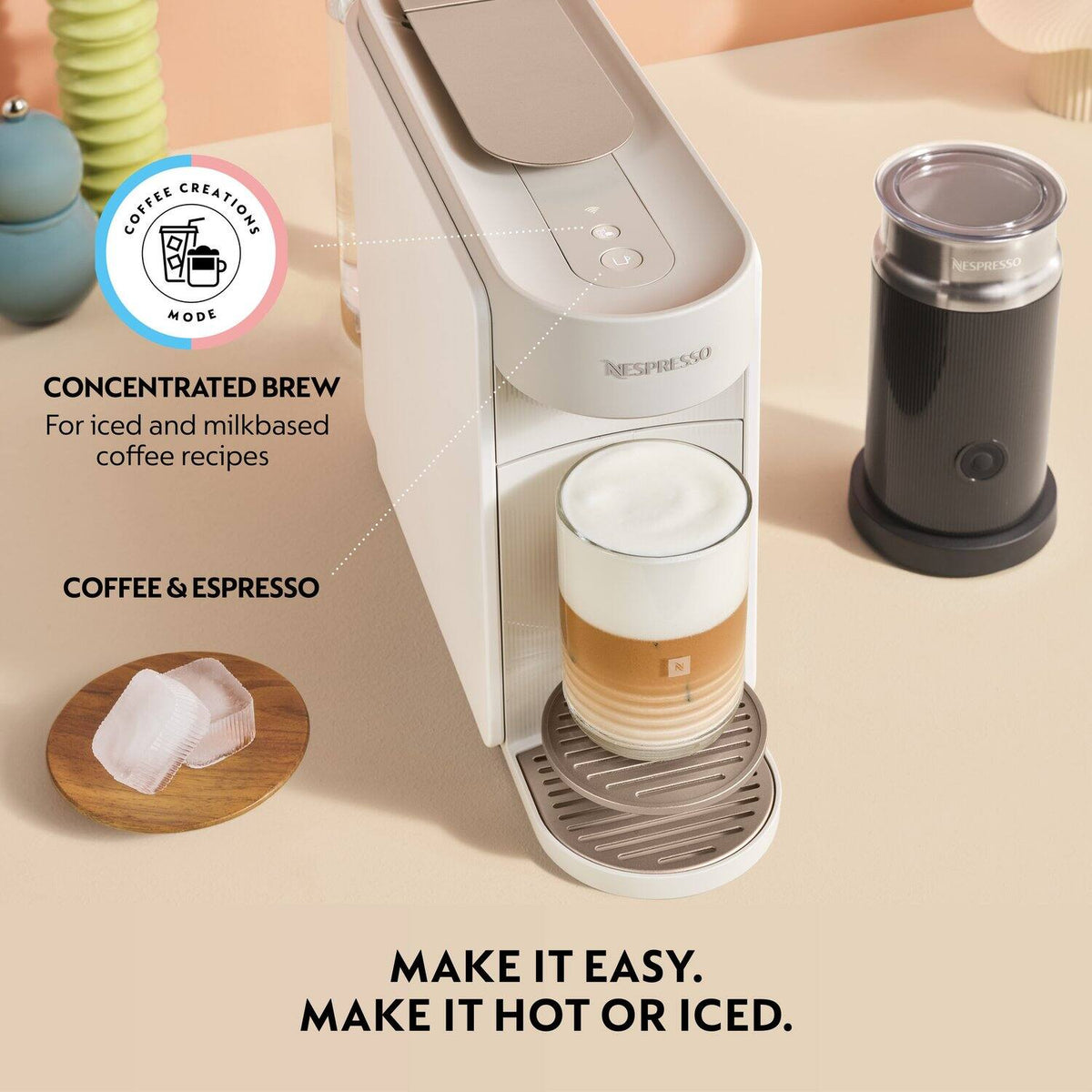 Nespresso Vertuo Up Premium Coffee and Espresso Maker by De'Longhi with Aeroccino Milk Frother - White