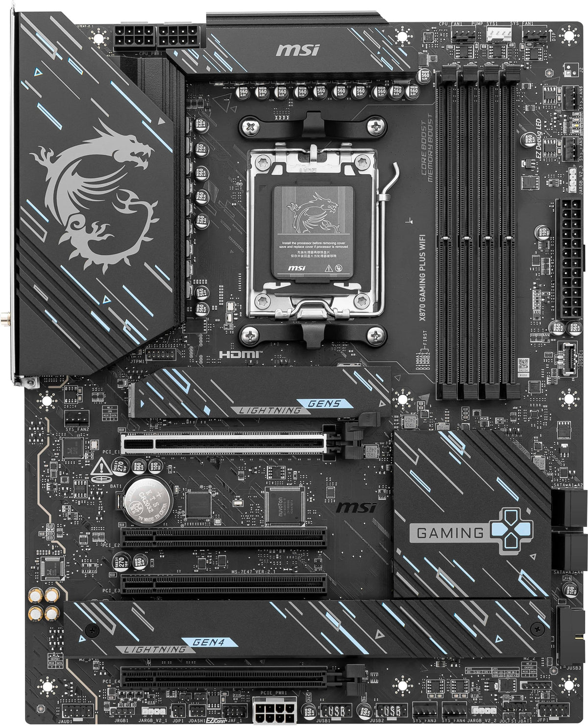 MSI - X870 GAMING PLUS WIFI (Socket AM5) AMD X870 ATX DDR5 Wi-Fi 7 Motherboard - Black