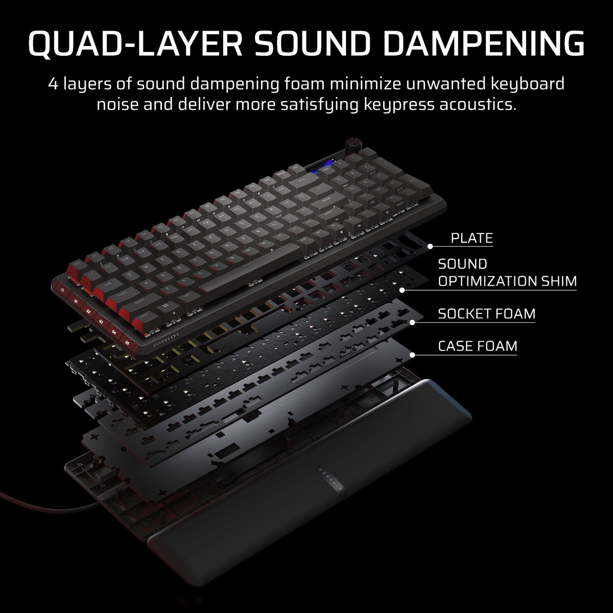 CORSAIR - VANGUARD 96 WIRELESS Mechanical Gaming Keyboard for PC - Black