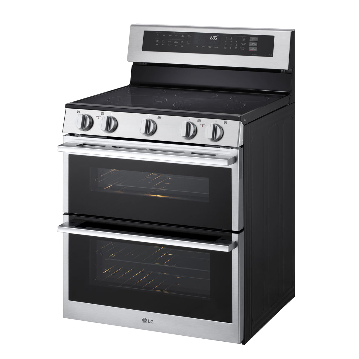 LG - 30-in 7.3 Cu. Ft. Freestanding Double Oven Elec True Convection Smart Range w/ 5 Elements, Air Fry and UltraHeat 3.2 kW - Stainless Steel