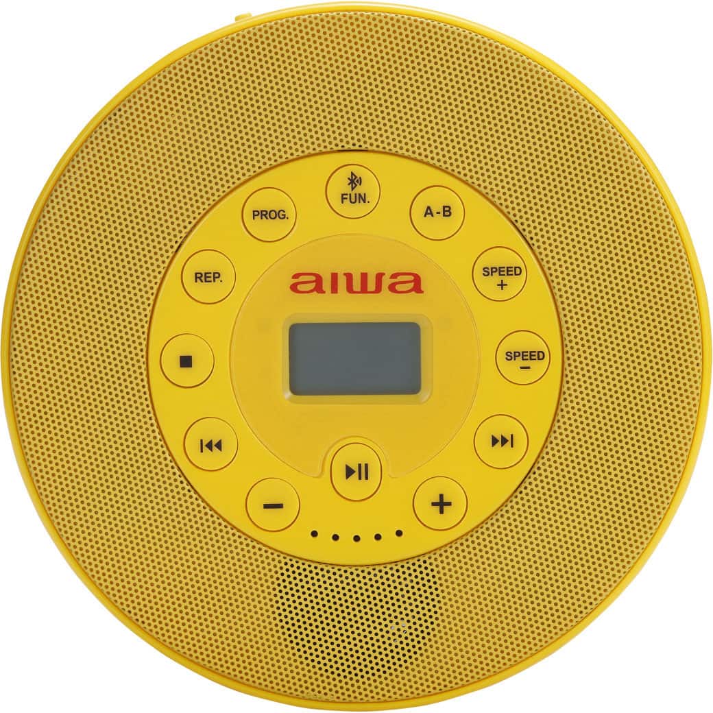 Aiwa - Flashback Wireless Kit Retro CD Player & Wireless Headphones - Yellow