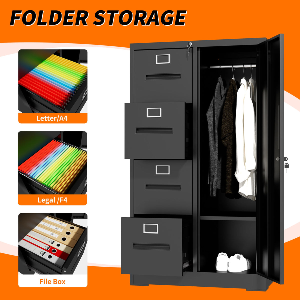 Archivador vertical con cerradura