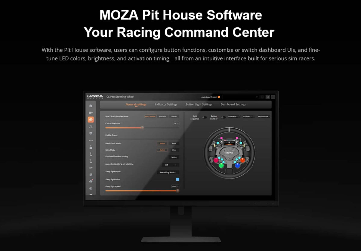 Moza Racing - CS Pro Sim Racing Steering Wheel for Windows - Black