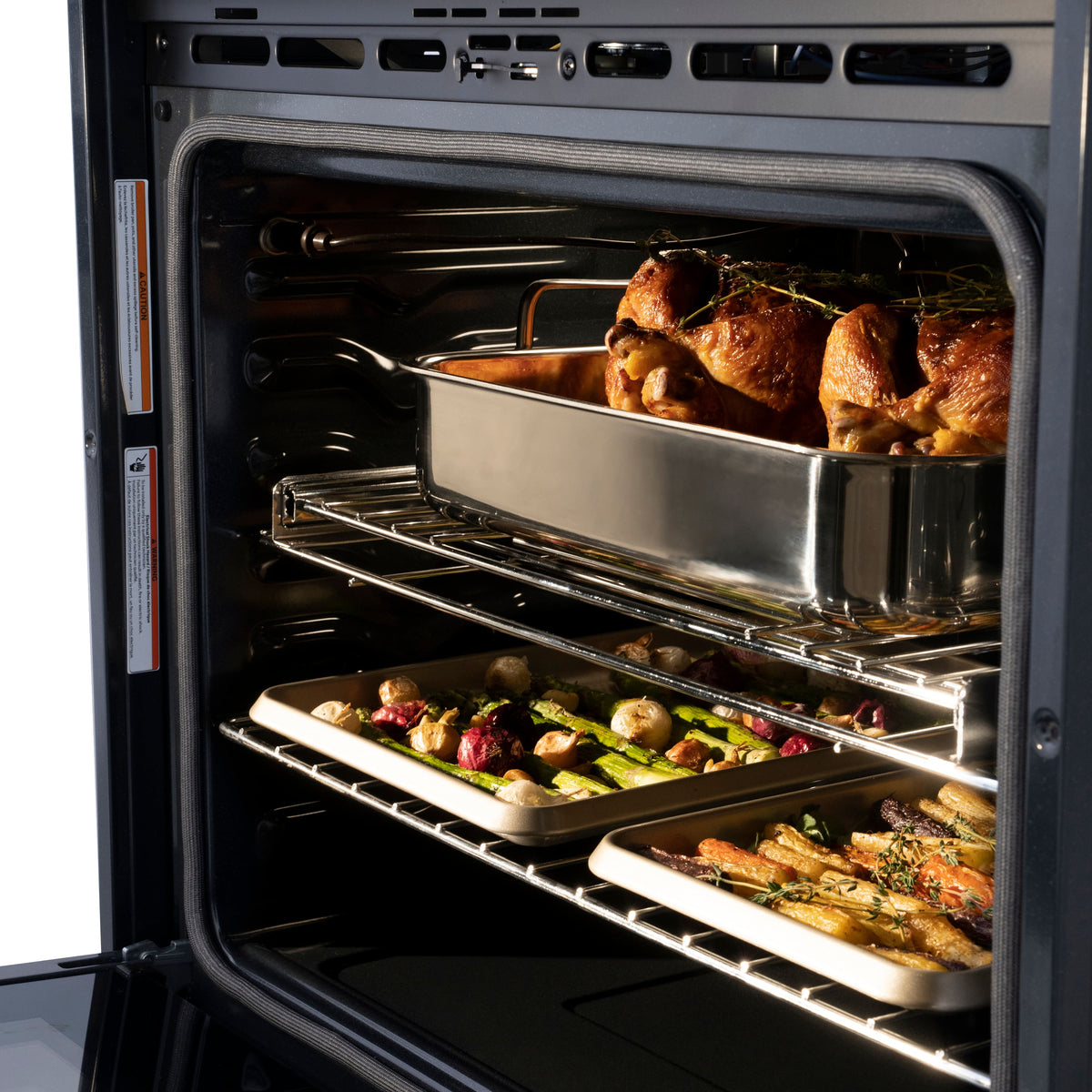 ZLINE - Autograph 30 in. True Convection Single Wall Oven in Black Steel with Gold Helix Handle (WASBZ-30-KG) - Black Stainless Steel