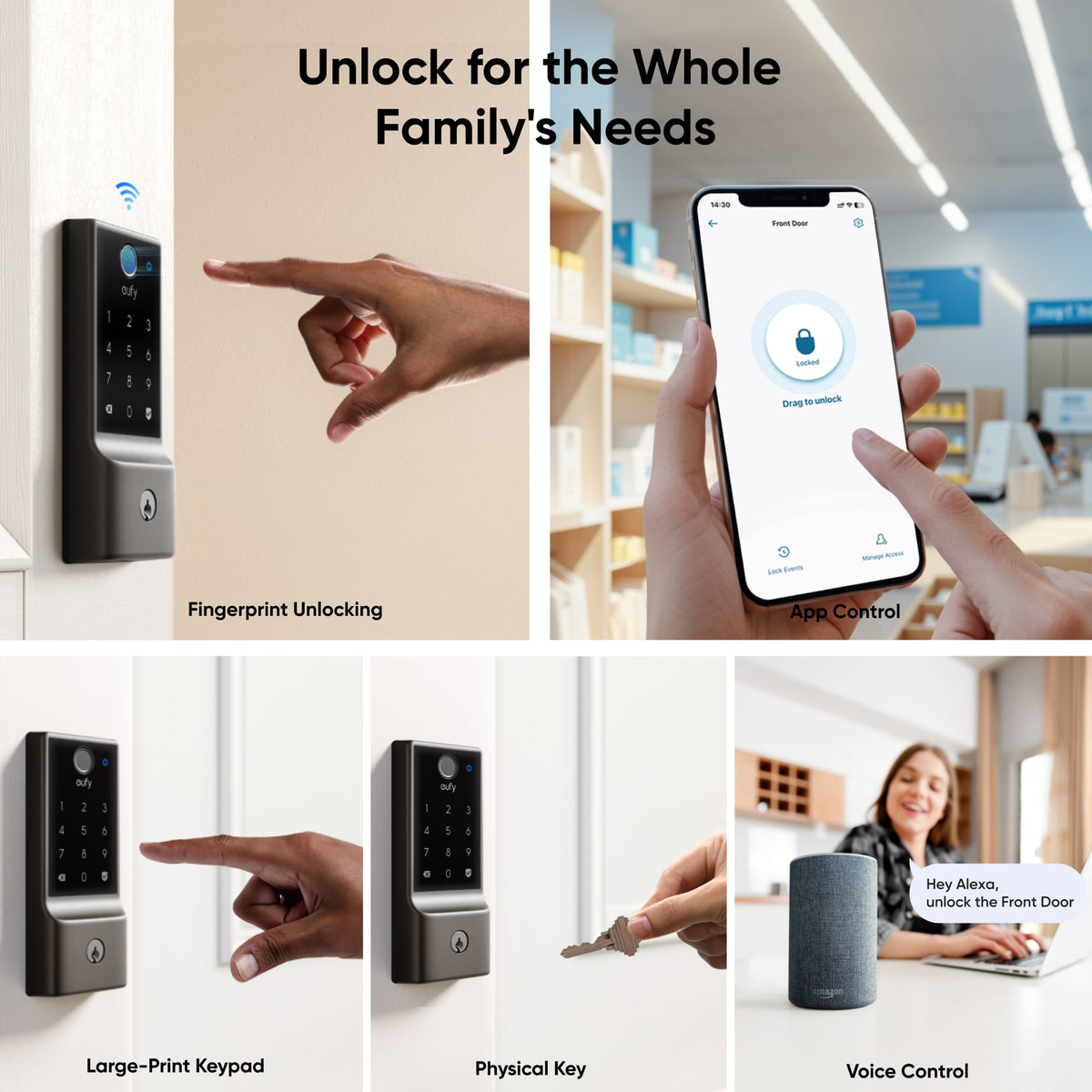 Smart Lock E31 WiFi Replacement Deadbolt Unlock with eufy App, Keypad, Smart Devices, and Fingerprint - Black