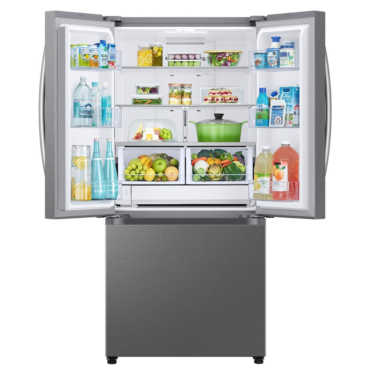Samsung - 33 in. Wide Bespoke AI 25 cu. ft. 3-Door French Door Refrigerator with Auto Ice Maker & All-Around Cooling - Stainless Steel