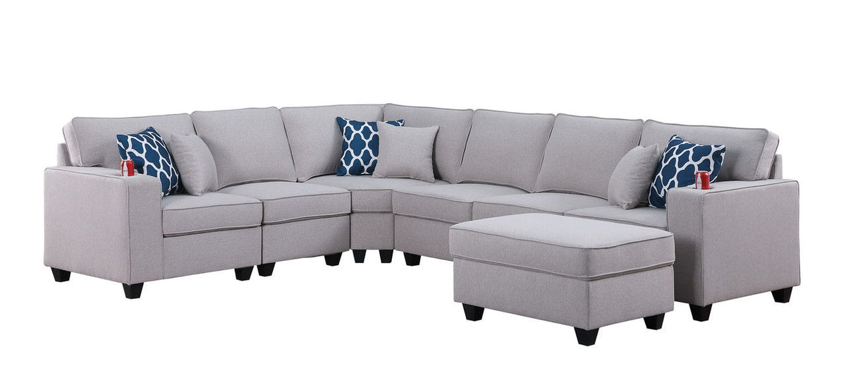 Cooper - Comfort Sectional Sofa With Ottomans And Cupholder