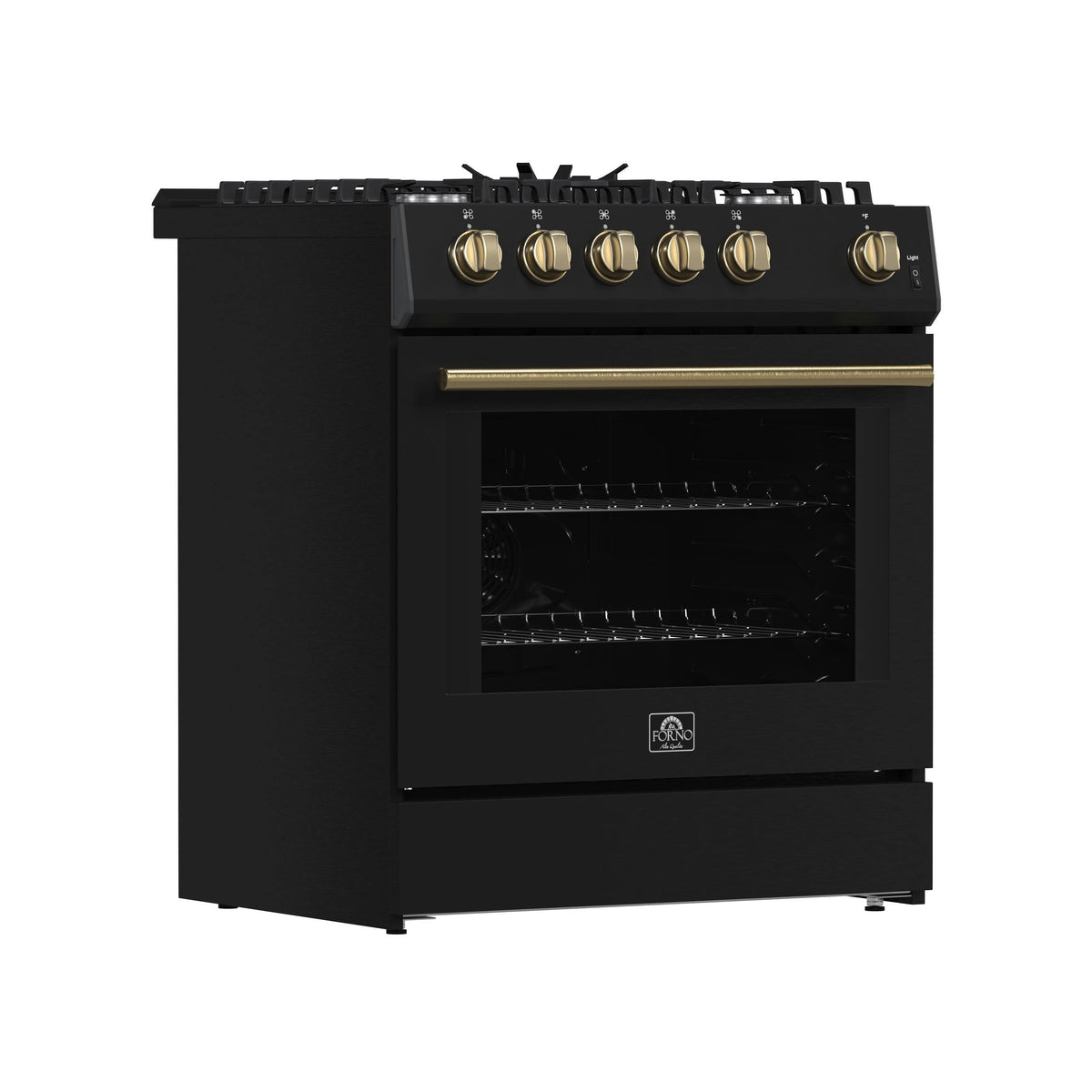 Forno Appliances - 30 in. Wide 5 Burner Leonardo 5 Cu. Ft. Freestanding Gas Convection Range with LP Conversion Kit - Black