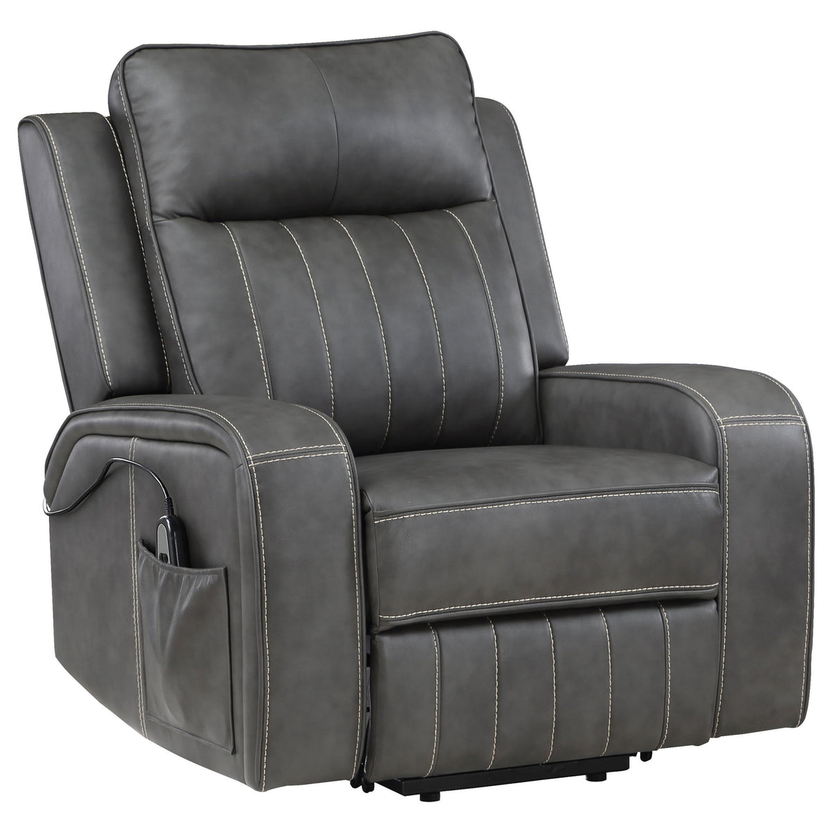 Mckinley - Sillón reclinable elevador tapizado eléctrico con control remoto - Gris