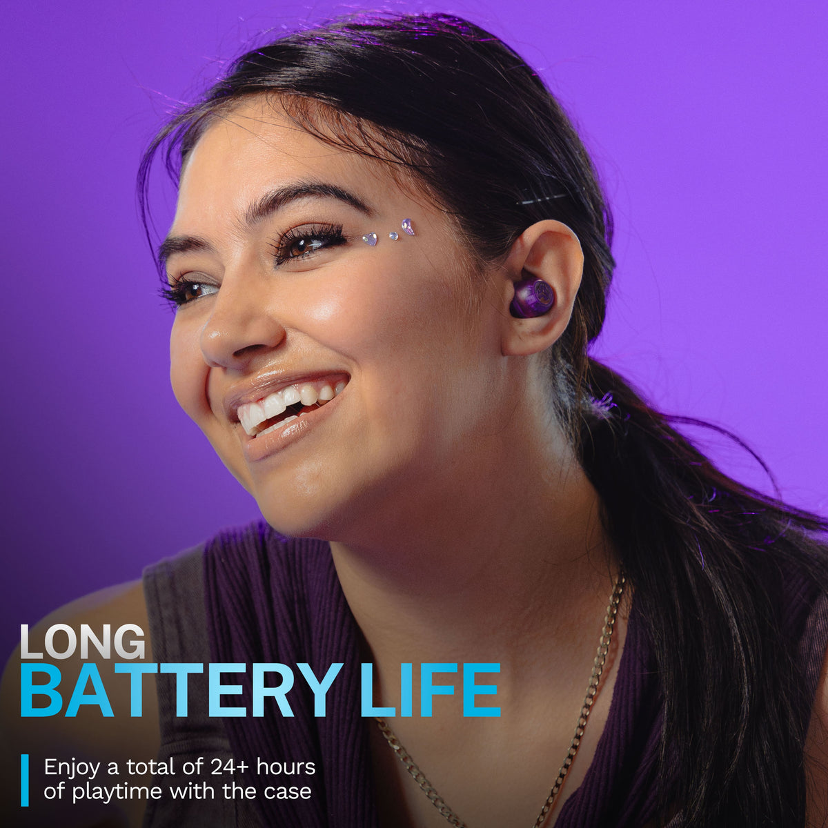JLab - GO Pop ANC True Wireless Bluetooth Earbuds with Active Noise Cancelling, 24+ Hour Battery & Custom EQ - Transparent Purple