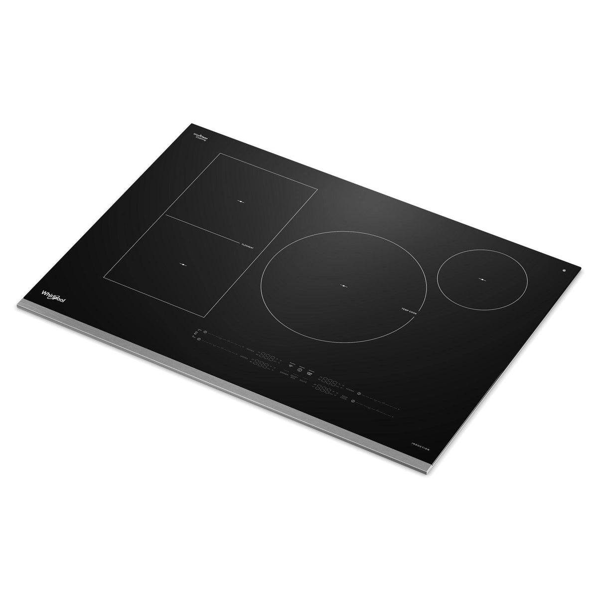 Whirlpool - 30 in. Wide 4 element Electric Induction Cooktop with Temp Cook Technology and WipeClean Coating - Stainless Steel