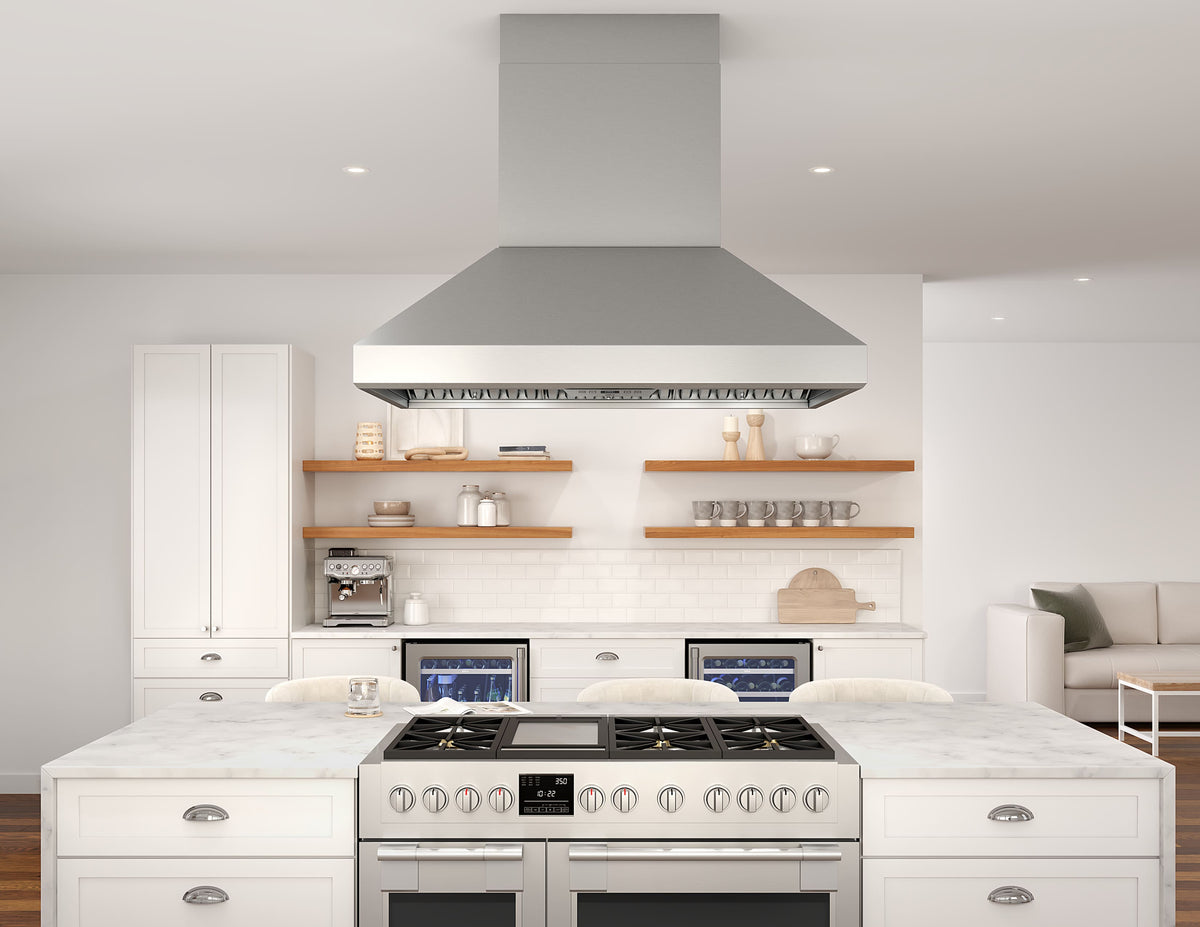 Zephyr - 54 inches - Externally Vented - Island Range Hood - Stainless Steel