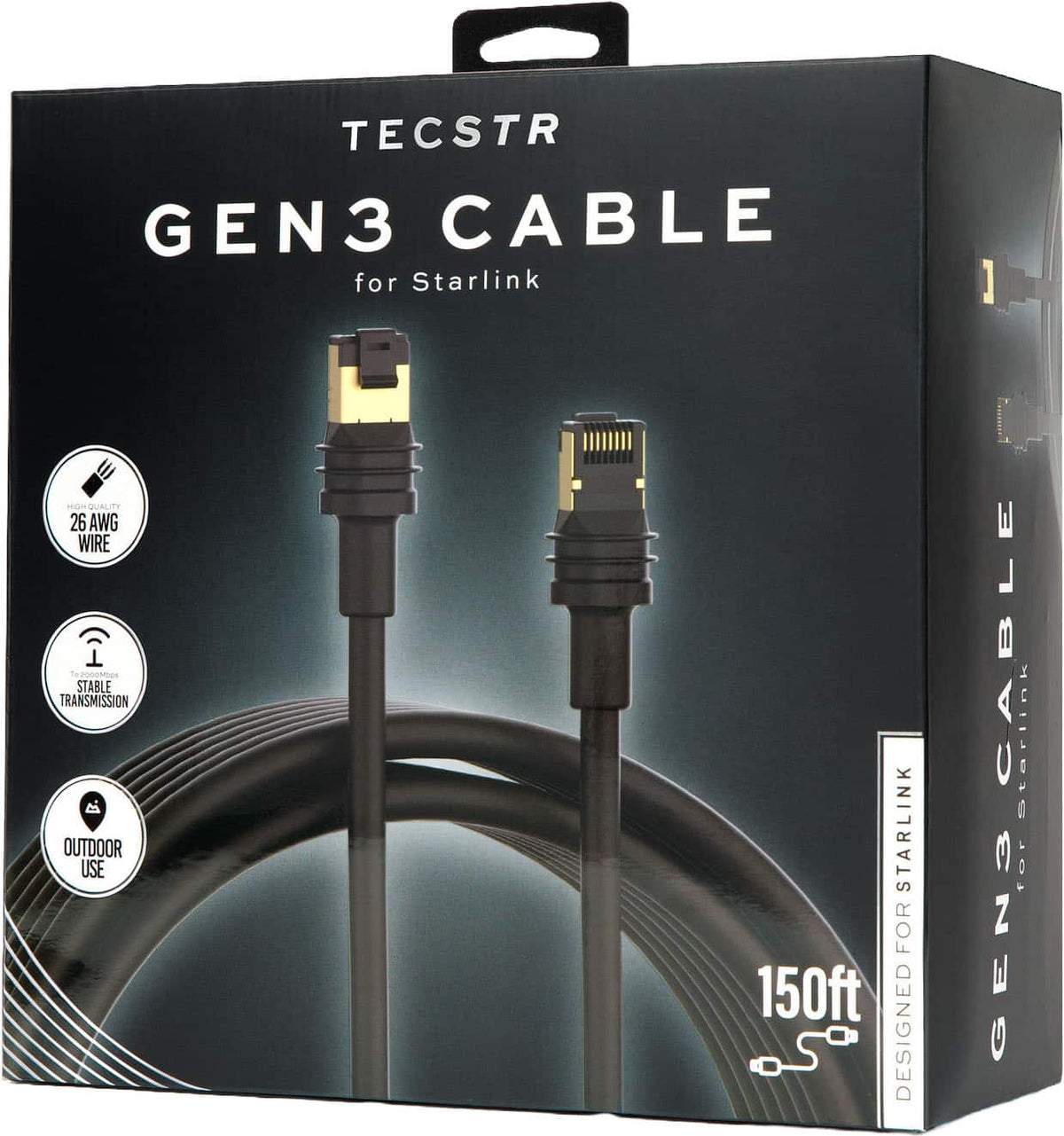 TECSTR - Starlink Gen 3 Cable – 150 ft - Black